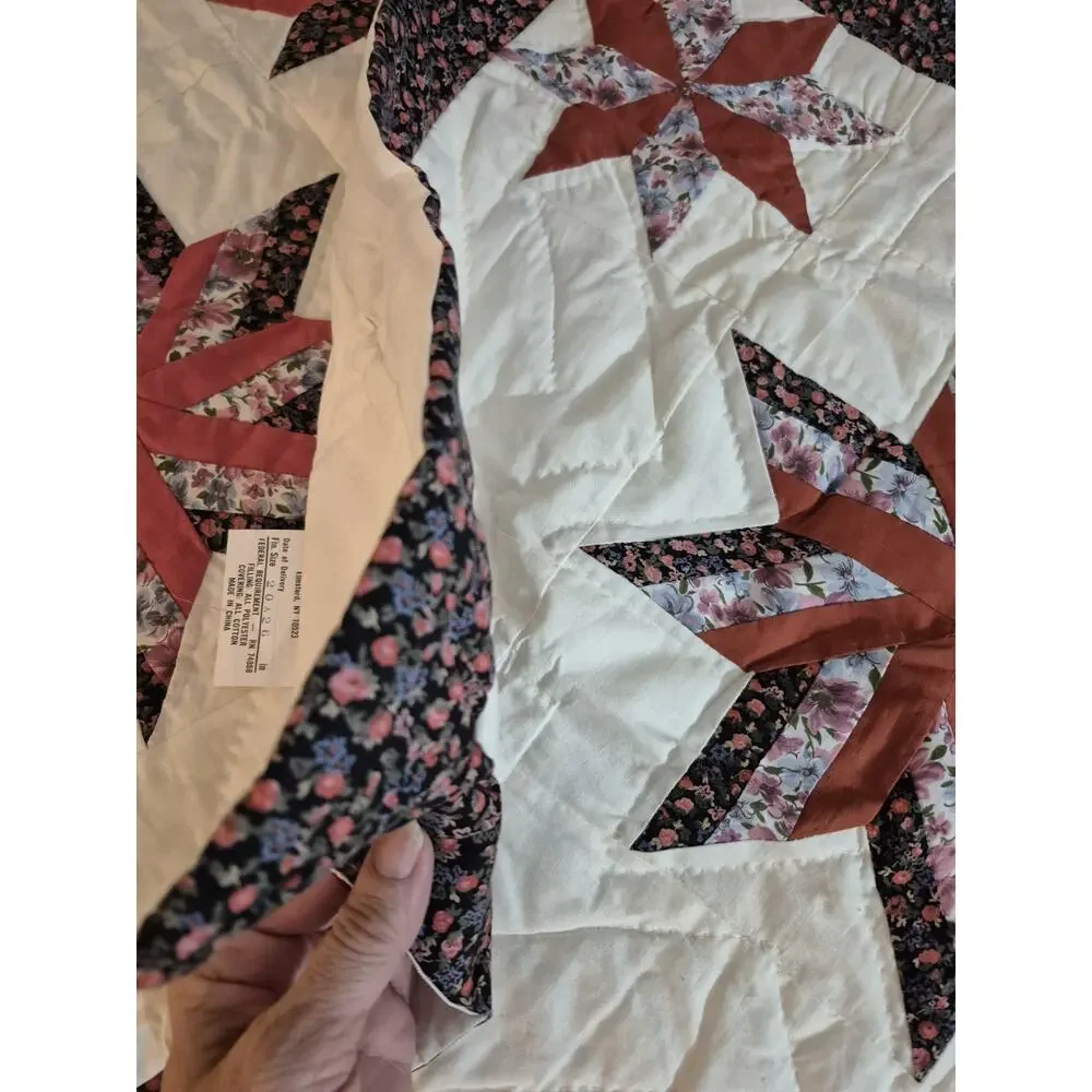 💥 VTG New Quilted ARCH Pillow Sham Barn Quilt 20x26 Cotton Star Set Of 2